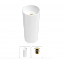 Напольная раковина с золотым клапаном для ванной Wellsee Callipy Art 20213300R Напольная раковина с золотым клапаном для ванной Wellsee Callipy Art 20213300R