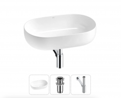 Накладная раковина для ванной комнаты Wellsee Chic Riviera 20214691R в наборе 3 в 1 Накладная раковина для ванной комнаты Wellsee Chic Riviera 20214691R в наборе 3 в 1