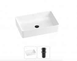 Накладная раковина и донный клапан (черн.мат.) Wellsee FreeDom 2.0 20214440R